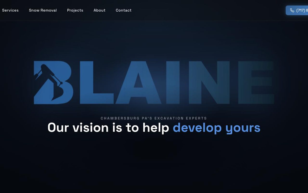 Blaine Excavating website