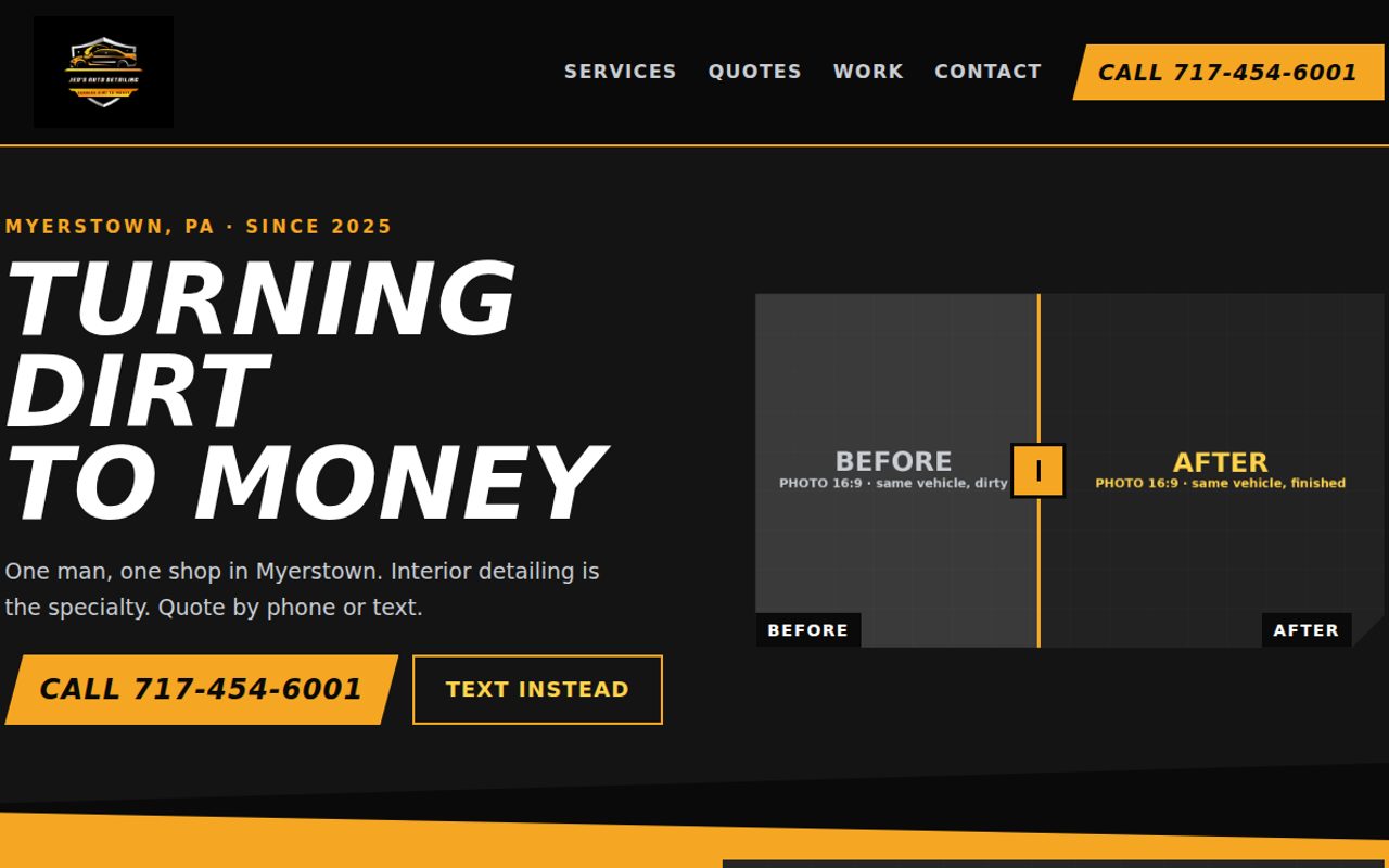 Jed's Auto Detailing website